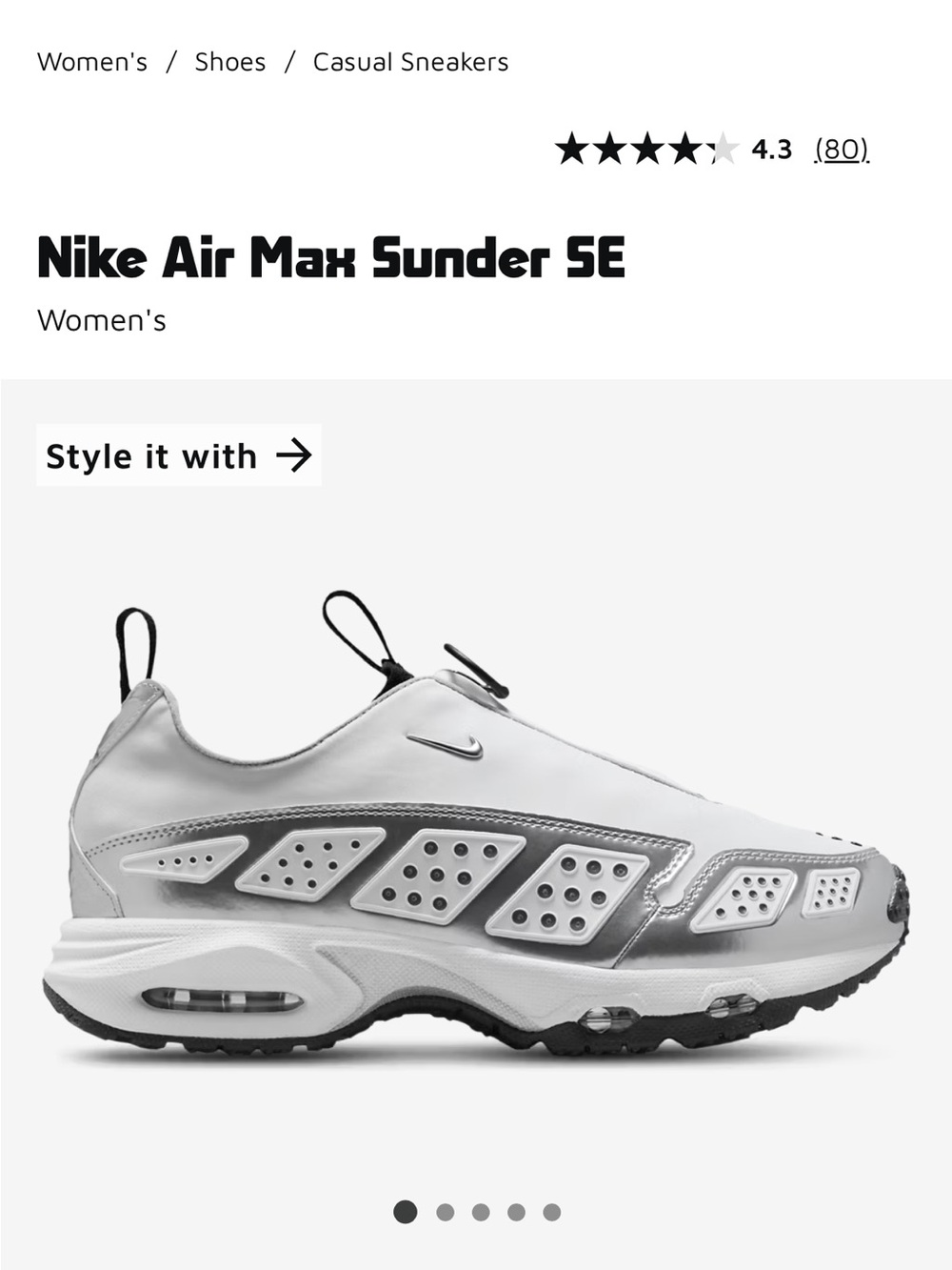 Nike Women's Air Max SNDR SE "White Metallic"